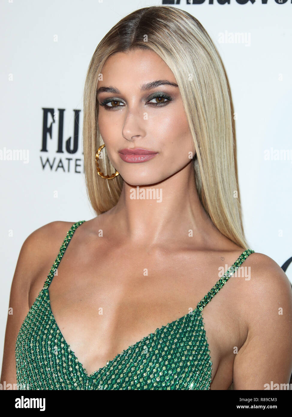 (FILE) Hailey Baldwin riferito marchi sposato nome 'Hailey Bieber". Hailey Baldwin è la pianificazione per il suo futuro come la sig.ra Justin Bieber. Il modello giocò la sua rivendicazione per il nome 'Hailey Bieber" dal deposito di marchio il moniker su Ott. 10. Sembra che il modello è intenzione sulla creazione di una linea di abbigliamento sotto il suo nome sposato dal momento che lo scopo è elencato come "abbigliamento" nell'applicazione. MANHATTAN, NEW YORK CITY, NY, Stati Uniti d'America - 06 settembre: modello Hailey Rhode Baldwin indossando un Tommy Hilfiger vestito e Lorraine Schwartz gioielli arriva al quotidiano fila anteriore di Moda 2018 Media Awards tenutosi presso il par Foto Stock