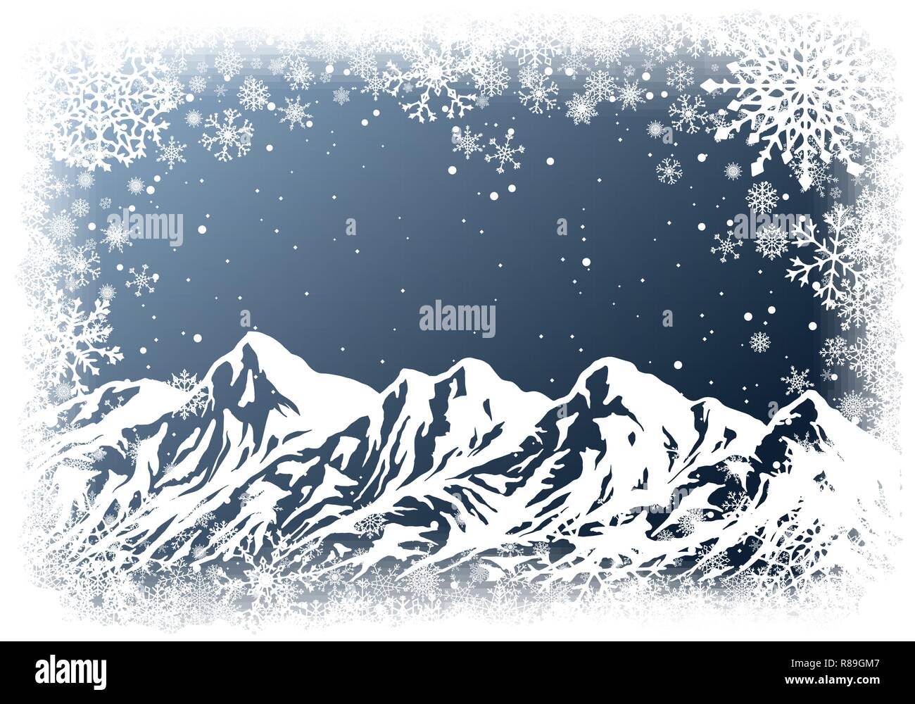 Sfondo di Natale con le montagne Illustrazione Vettoriale