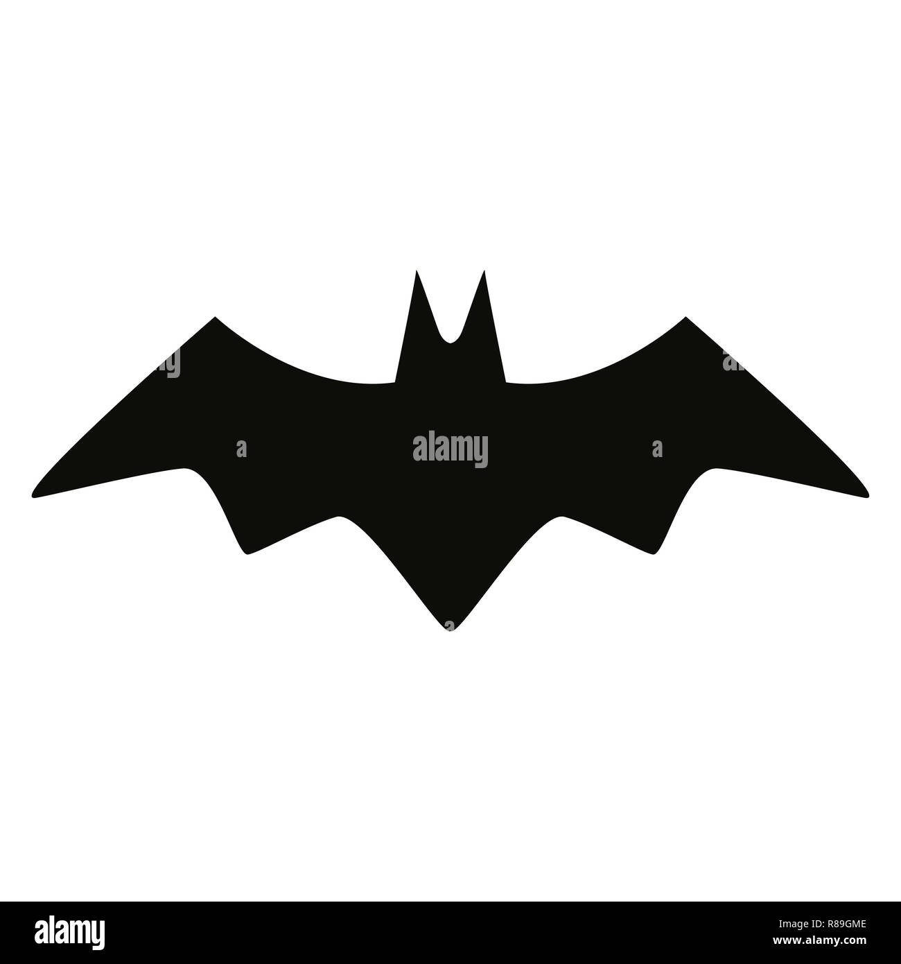 Bat silhouette nera icona isolato. Illustrazione Vettoriale Foto Stock