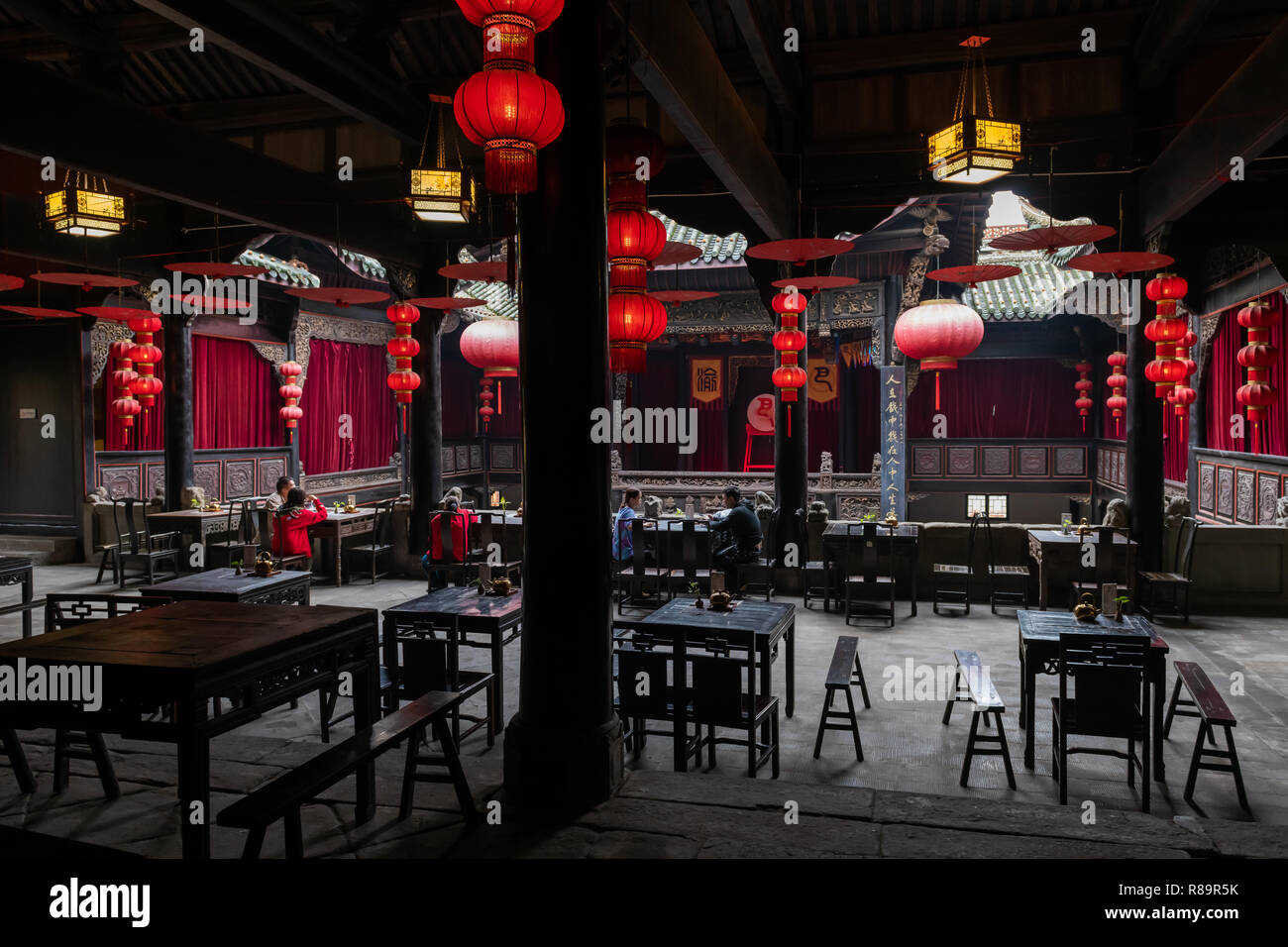 Chongquing Guild Hall interno con lanterne rosse Foto Stock