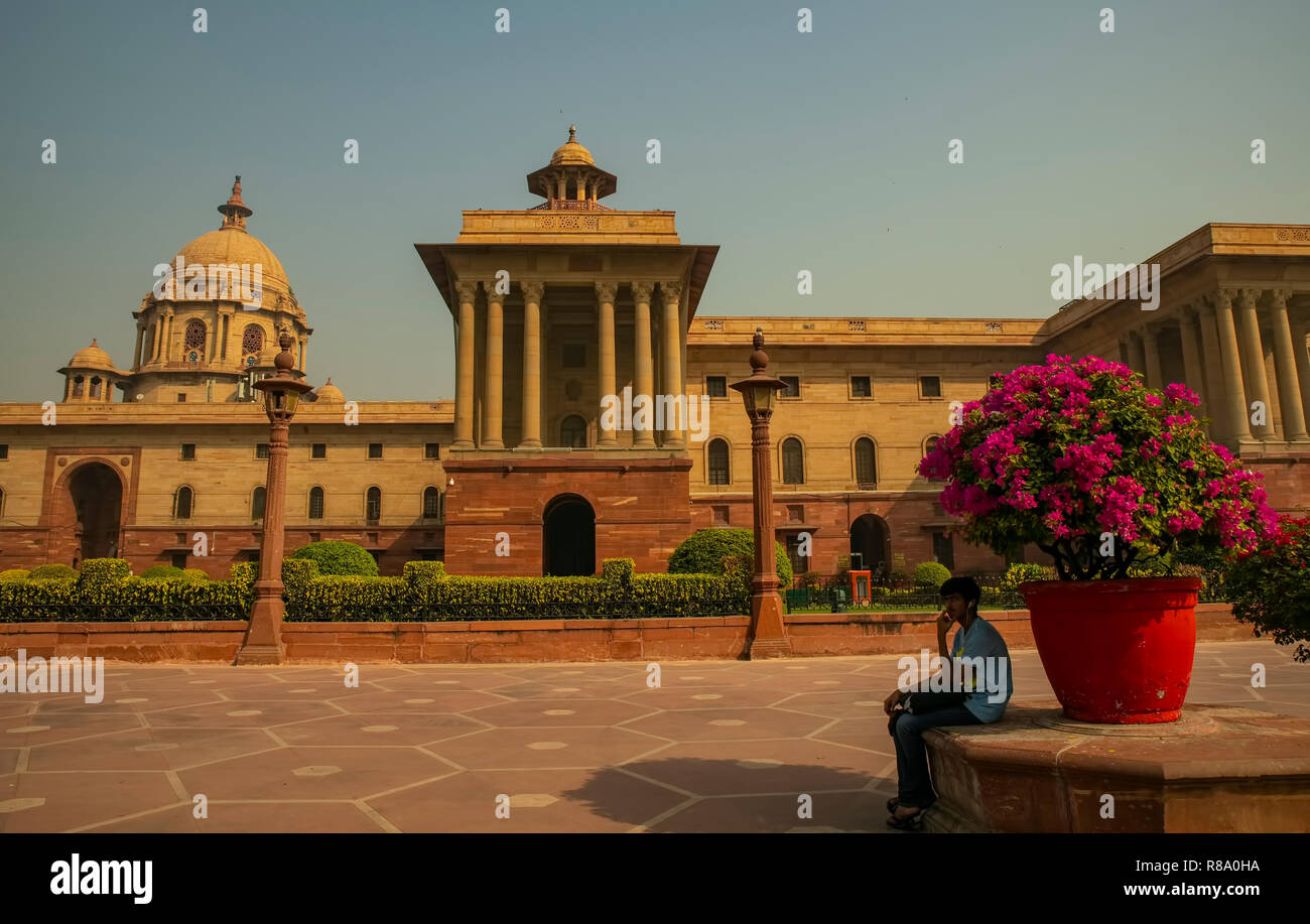 Architettura britannica,Blocco del Nord,Segretariato centrale,Architect-Lutyen,New Delhi, la regione della Capitale Nazionale,l'India. Foto Stock