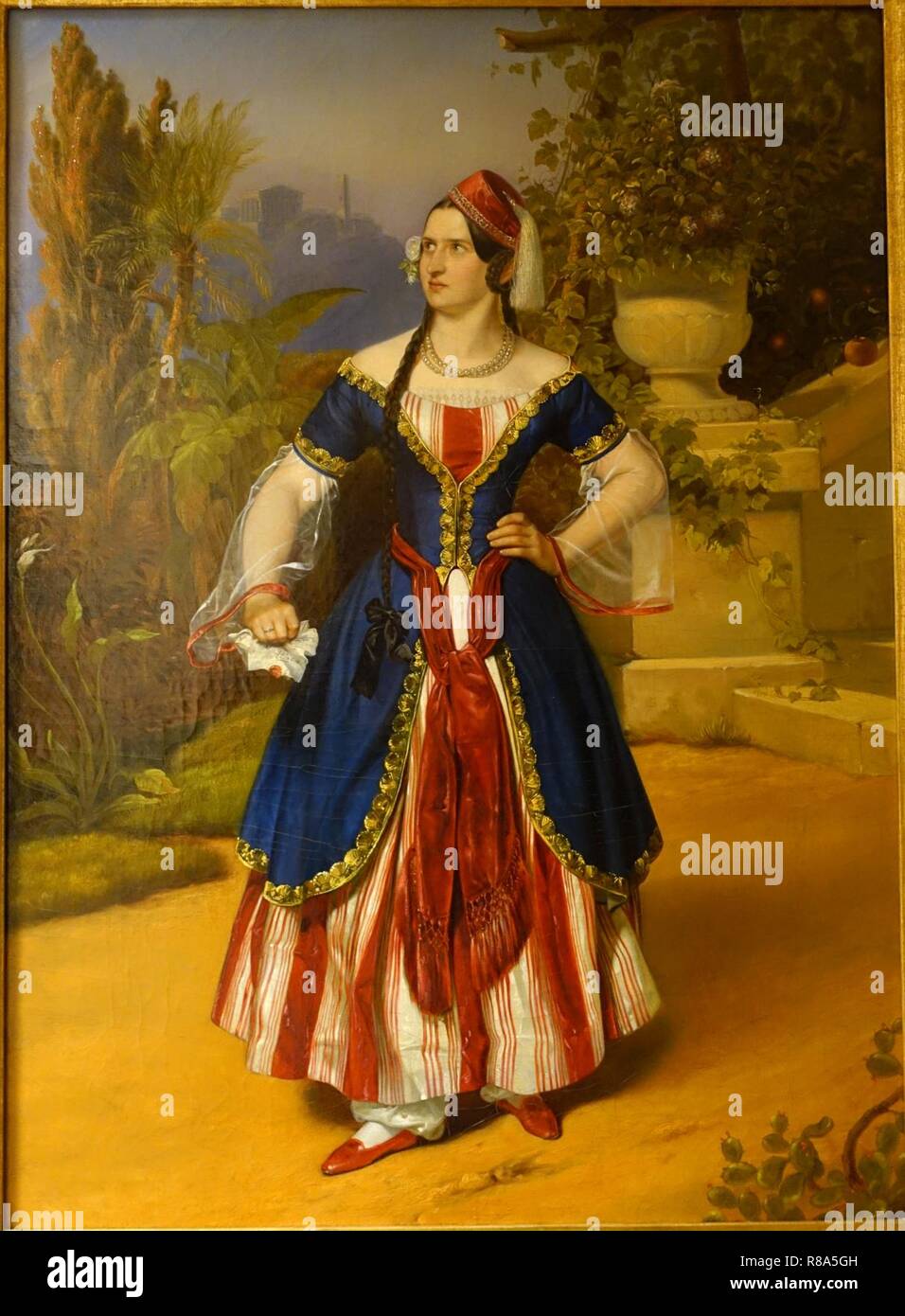 Caroline Fischer-Achten come Constanze in Die Entführung aus dem Serail di Mozart, di A. Barthel, 1800-1850, olio su tela - Foto Stock