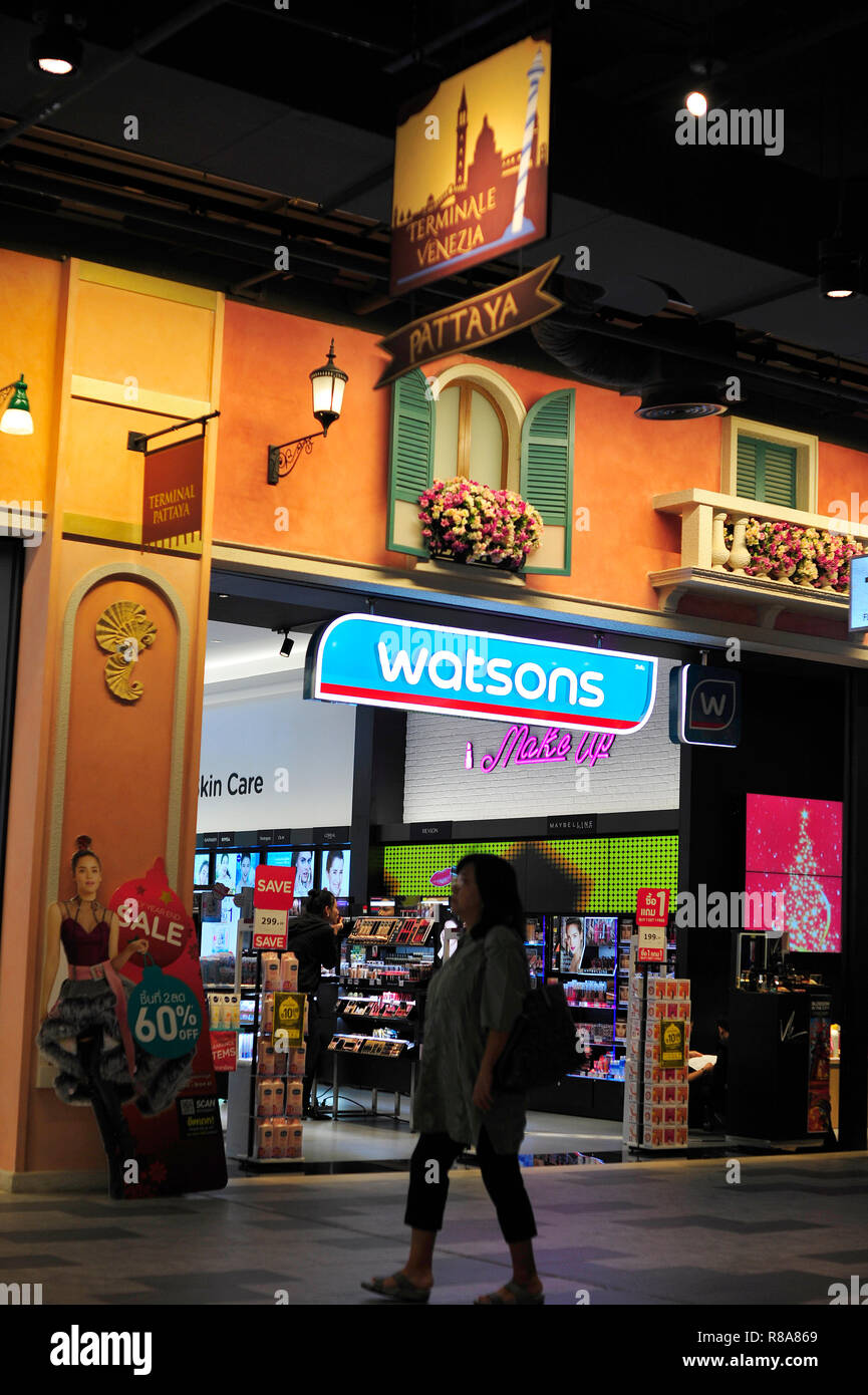 Watson farmacia morsetto 21 Shopping Mall Pattaya Thailandia Foto Stock