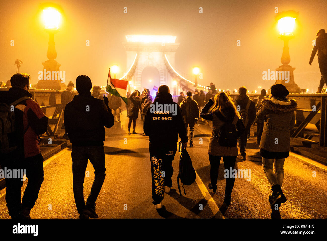 Budapest, Ungheria - 13 dicembre 2018: Ungheria 'slave diritto' proteste in Budapest, Ungheria Credito: Zoltan Galantai/Alamy Live News Foto Stock