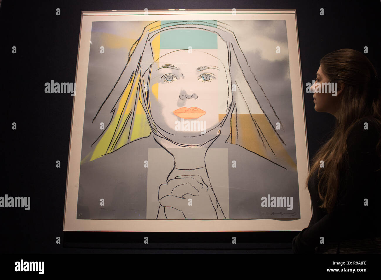 Bonhams Londra UK. Il 14 dicembre 2018. Stampe Bonhams e multipli di vendita prima di Natale, il 18 dicembre. Immagine: Andy Warhol è la monaca da Ingrid Bergman. Preventivo: £30,000-50,000 Credito: amer ghazzal/Alamy Live News Foto Stock