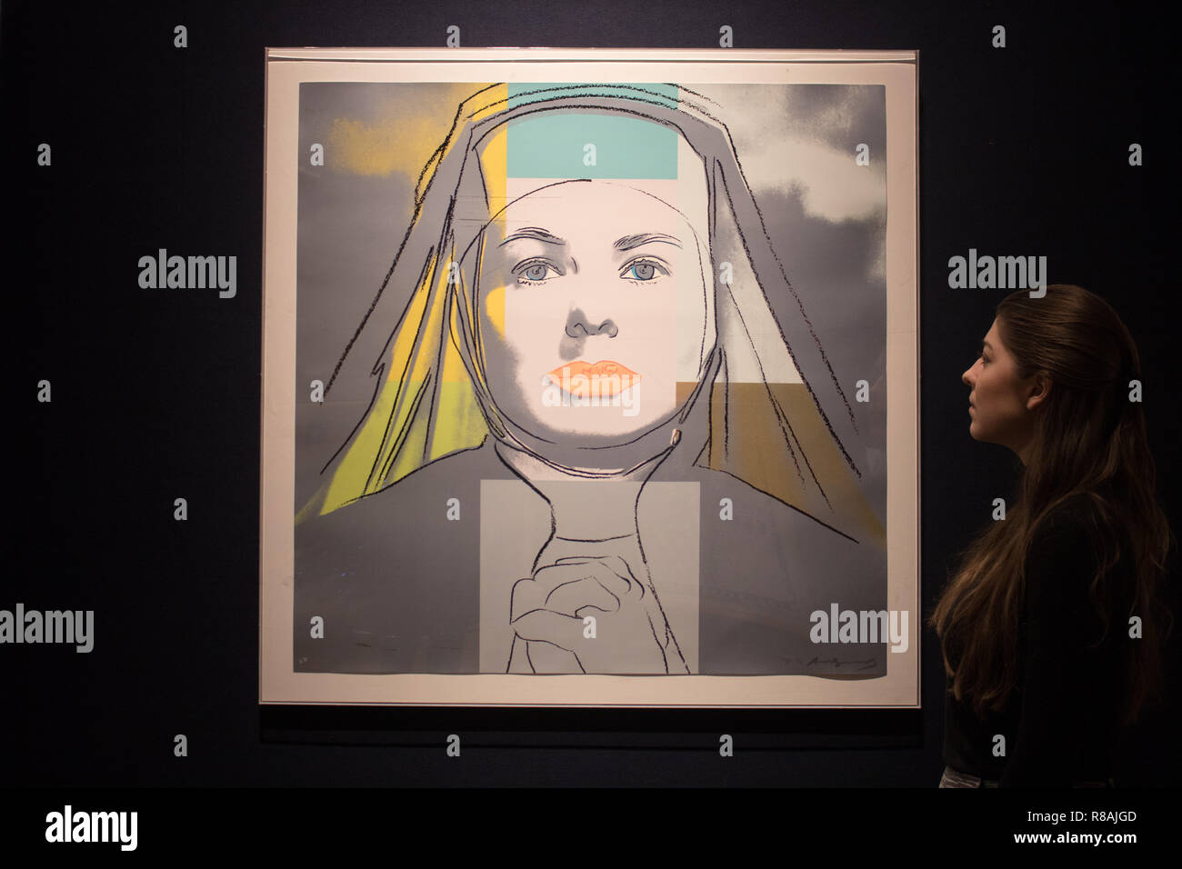 Bonhams Londra UK. Il 14 dicembre 2018. Stampe Bonhams e multipli di vendita prima di Natale, il 18 dicembre. Immagine: Andy Warhol è la monaca da Ingrid Bergman. Preventivo: £30,000-50,000 Credito: amer ghazzal/Alamy Live News Foto Stock