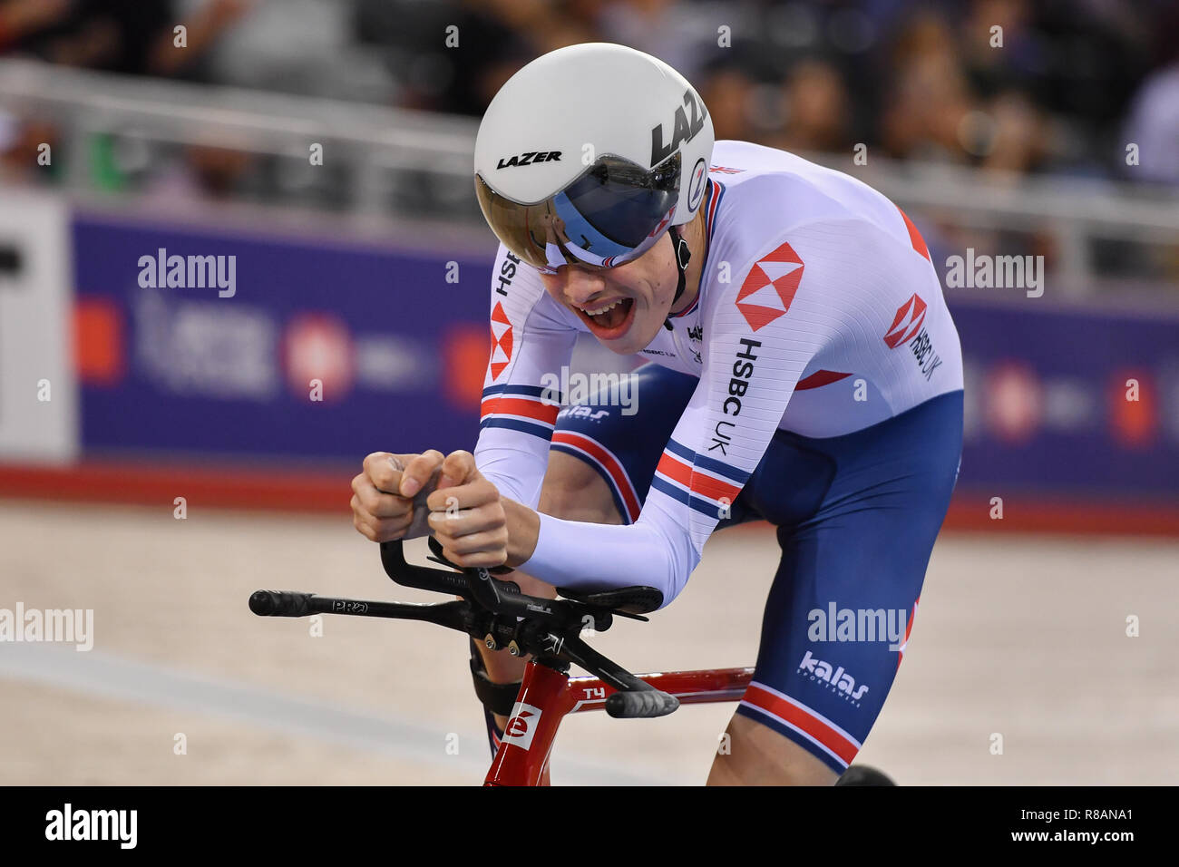 Londra, Regno Unito. Il 14 dicembre, 2018. GRAHAM Finlay (GBR) (C3) in uomini Para C1-3 1Km crono finale durante il Tissot UCI ciclismo su pista World Cup IV a Lee Valley VeloPark venerdì 14 dicembre 2018. Londra Inghilterra. (Solo uso editoriale, è richiesta una licenza per uso commerciale. Nessun uso in scommesse, giochi o un singolo giocatore/club/league pubblicazioni.) Credito: Taka Wu/Alamy Live News Foto Stock