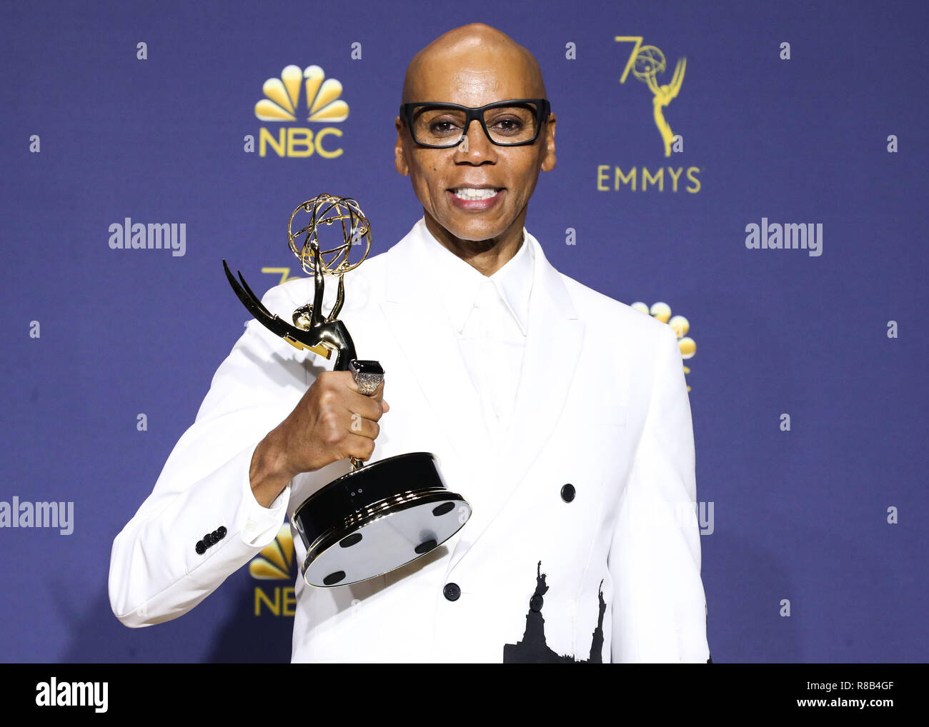 LOS ANGELES, CA, Stati Uniti d'America - 17 settembre: RuPaul Andre Charles RuPaul in sala stampa durante il settantesimo annuale di Primetime Emmy Awards tenutosi presso il Teatro di Microsoft in L.A. Vivere il 17 settembre 2018 a Los Angeles, California, Stati Uniti. (Foto di Xavier COLLIN/Image Press Agency) Foto Stock