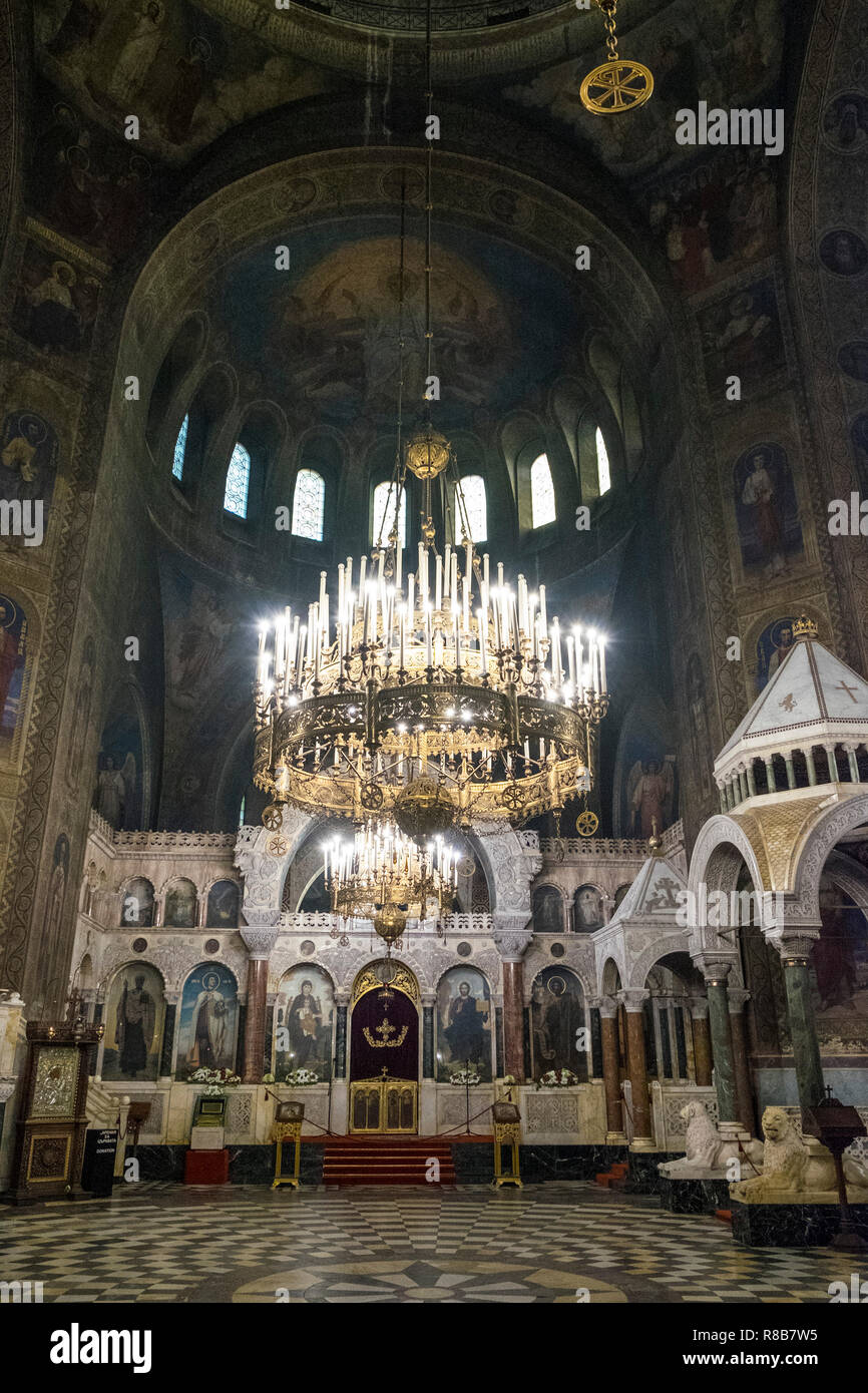 La Bulgaria, Sofia, chiesa cattedrale Alexander Nevski nel centro della capitale bulgara Sofia Foto Stock
