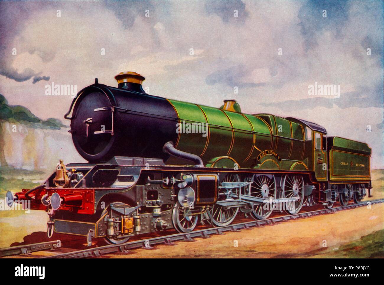 'Il possente Express motore lato passeggero della Great Western Railway', 1935. Creatore: sconosciuto. Foto Stock