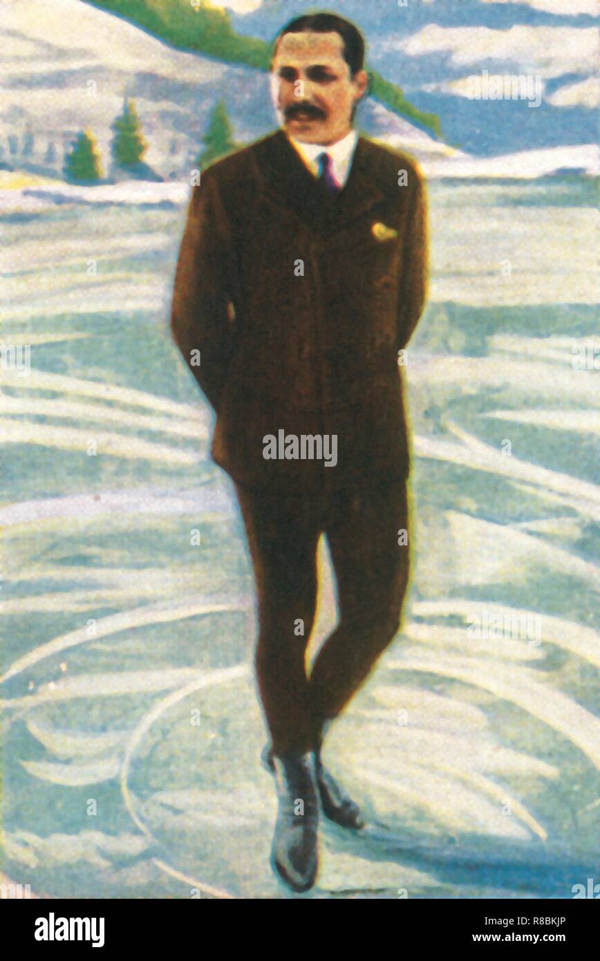 Figura austriaco skater Willi Böckl, 1928. Creatore: sconosciuto. Foto Stock