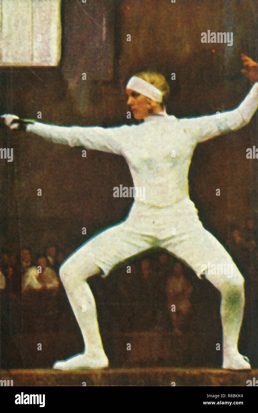 Helene Mayer, Tedesco campione del mondo fencer, 1928. Creatore: sconosciuto. Foto Stock