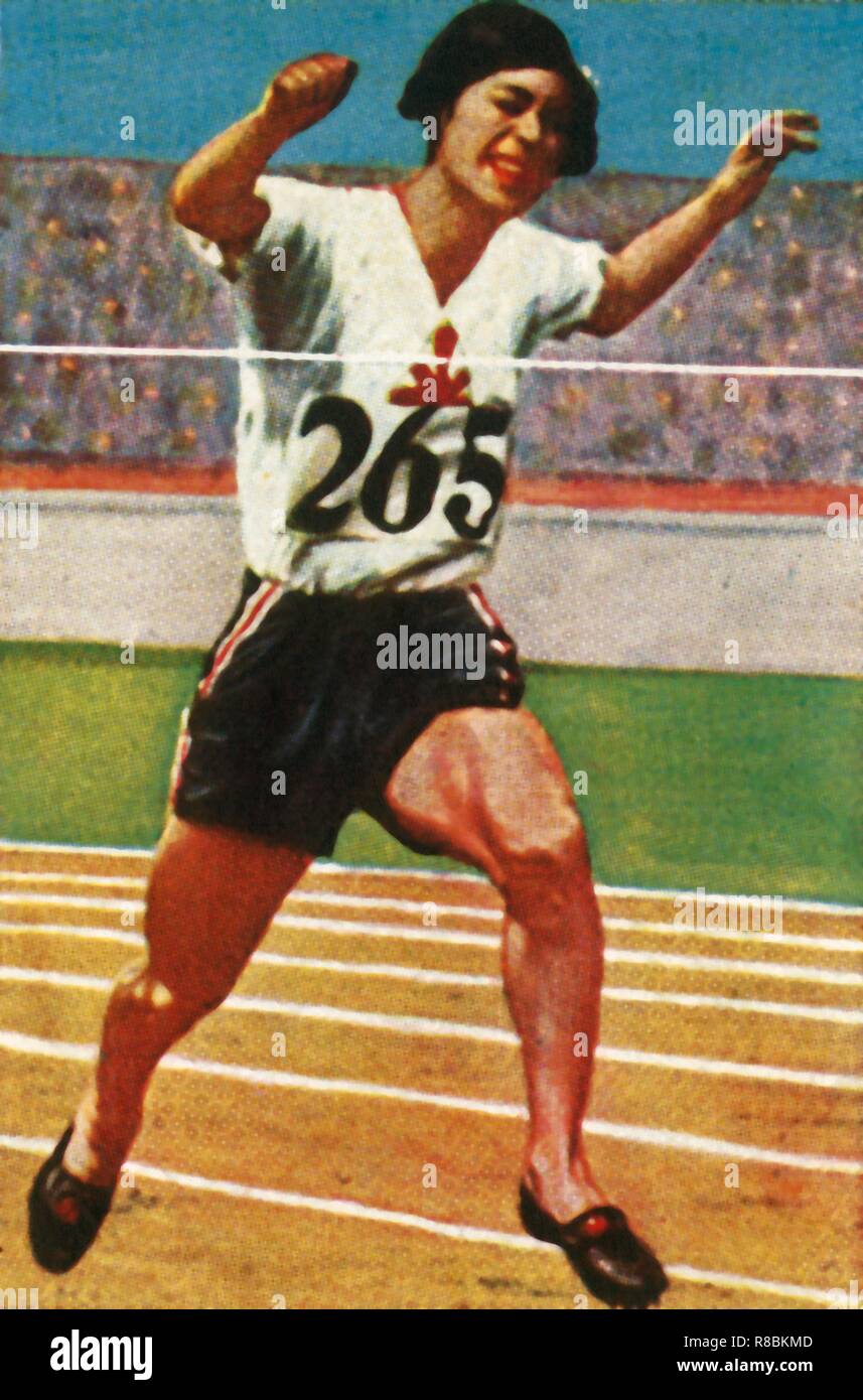 Atleta giapponese Kinue Hitomi vince la medaglia d'argento nel femminile a 800 metri, 1928. Creatore: sconosciuto. Foto Stock