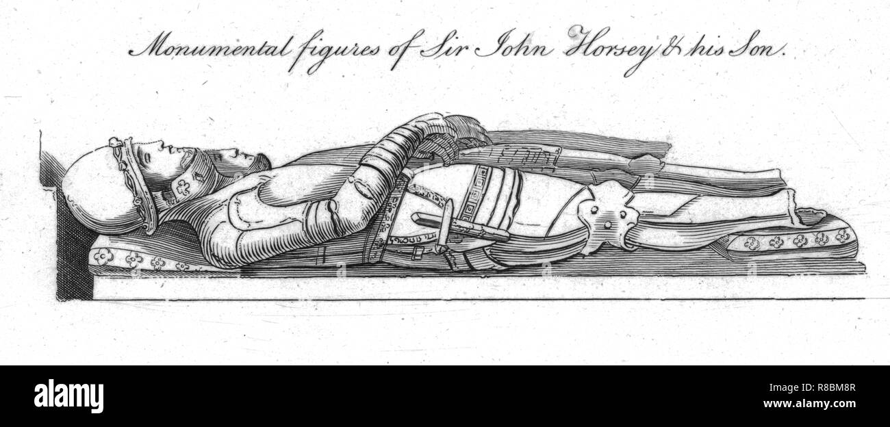 'Monumental figure di Sir John Horsey & il suo figlio". Creatore: sconosciuto. Foto Stock