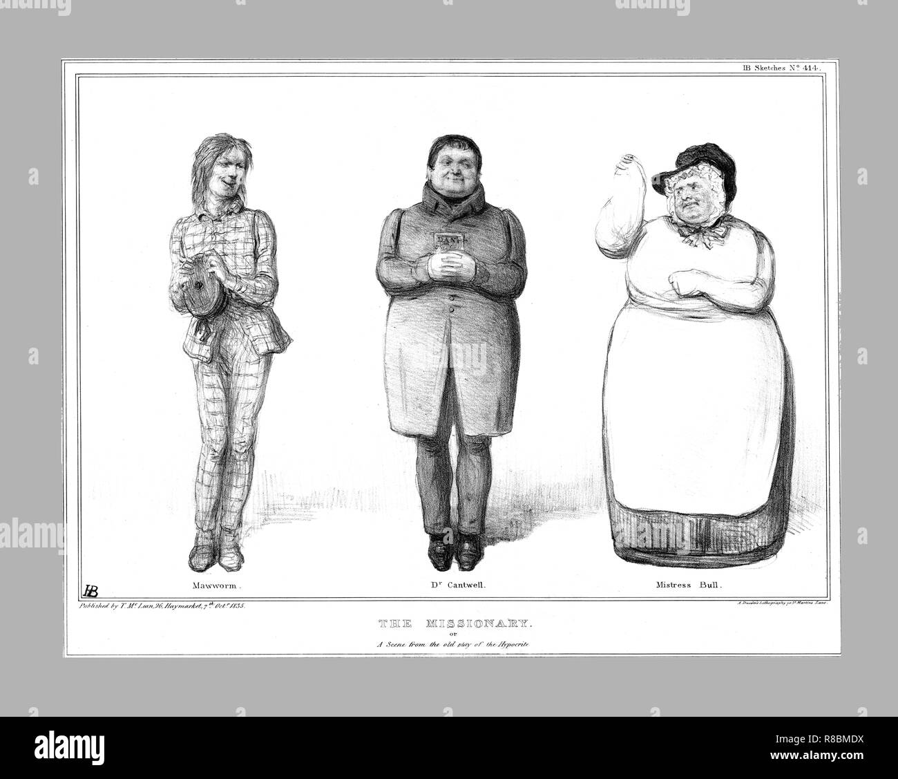 "Il missionario. O una scena dal vecchio gioco dell'ipocrita", 1835. Creatore: John Doyle. Foto Stock