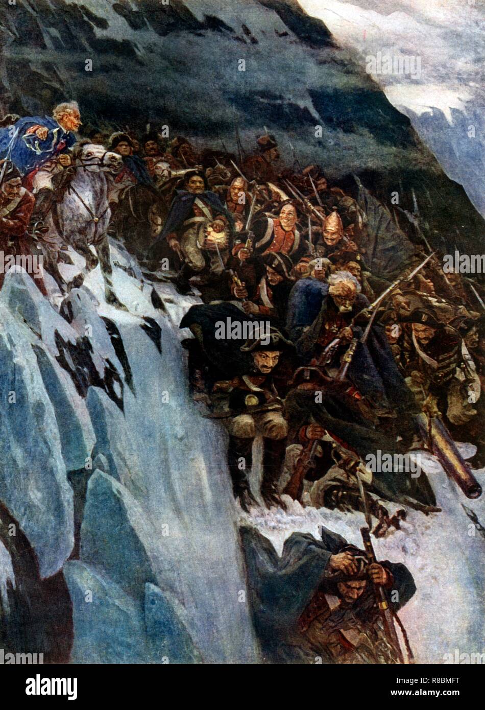 'Suvorov del marzo attraverso le Alpi", 1799, (1899), (1939). Creatore: Vasily Surikov. Foto Stock