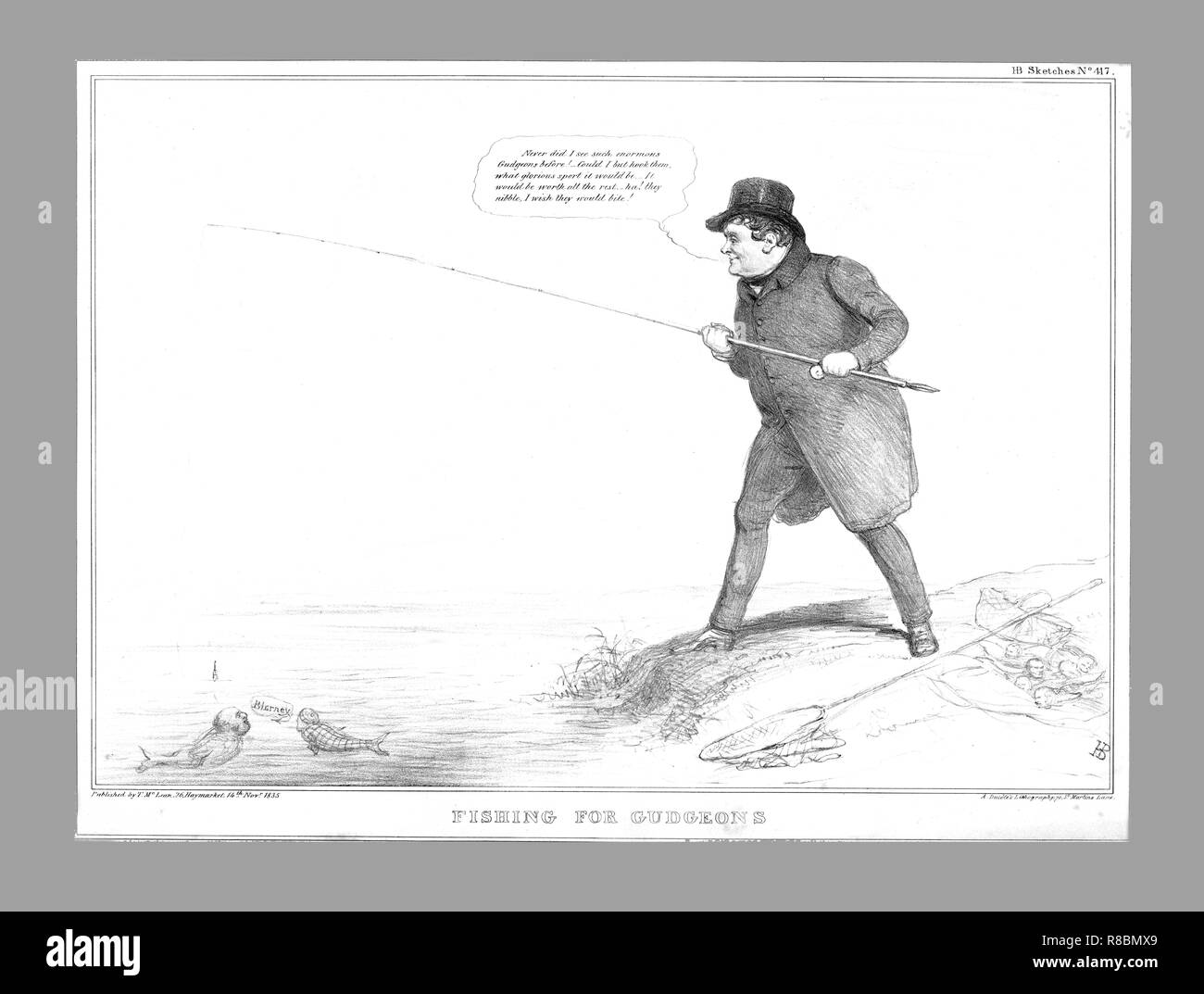 " Pesca per spinotti", 1835. Creatore: John Doyle. Foto Stock