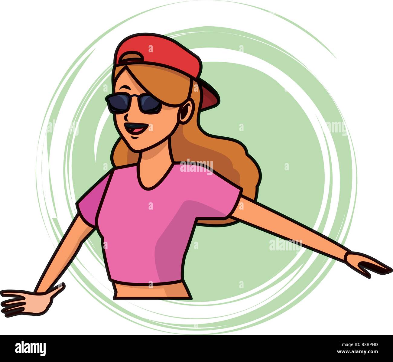 Giovane donna profilo pop art Illustrazione Vettoriale