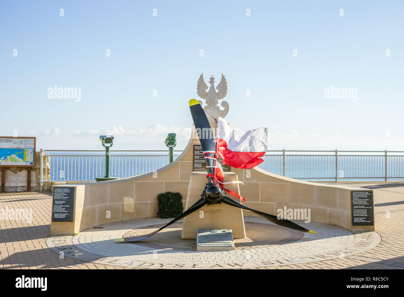 Gen. Wladyslaw Sikorski Memorial sul punto di Europa a Gibilterra, britannico territorio oltreoceano Foto Stock
