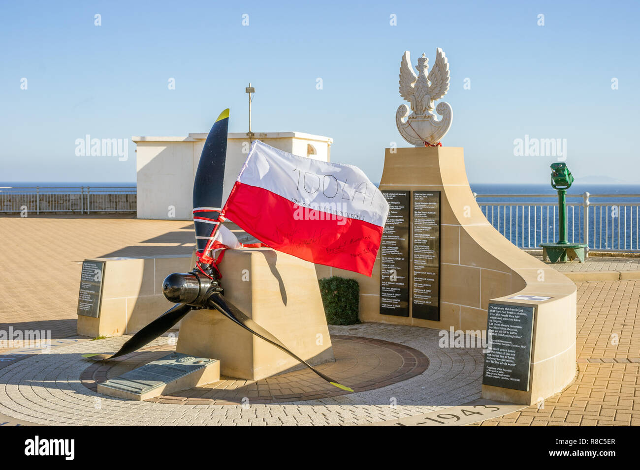 Gen. Wladyslaw Sikorski Memorial sul punto di Europa a Gibilterra, britannico territorio oltreoceano Foto Stock