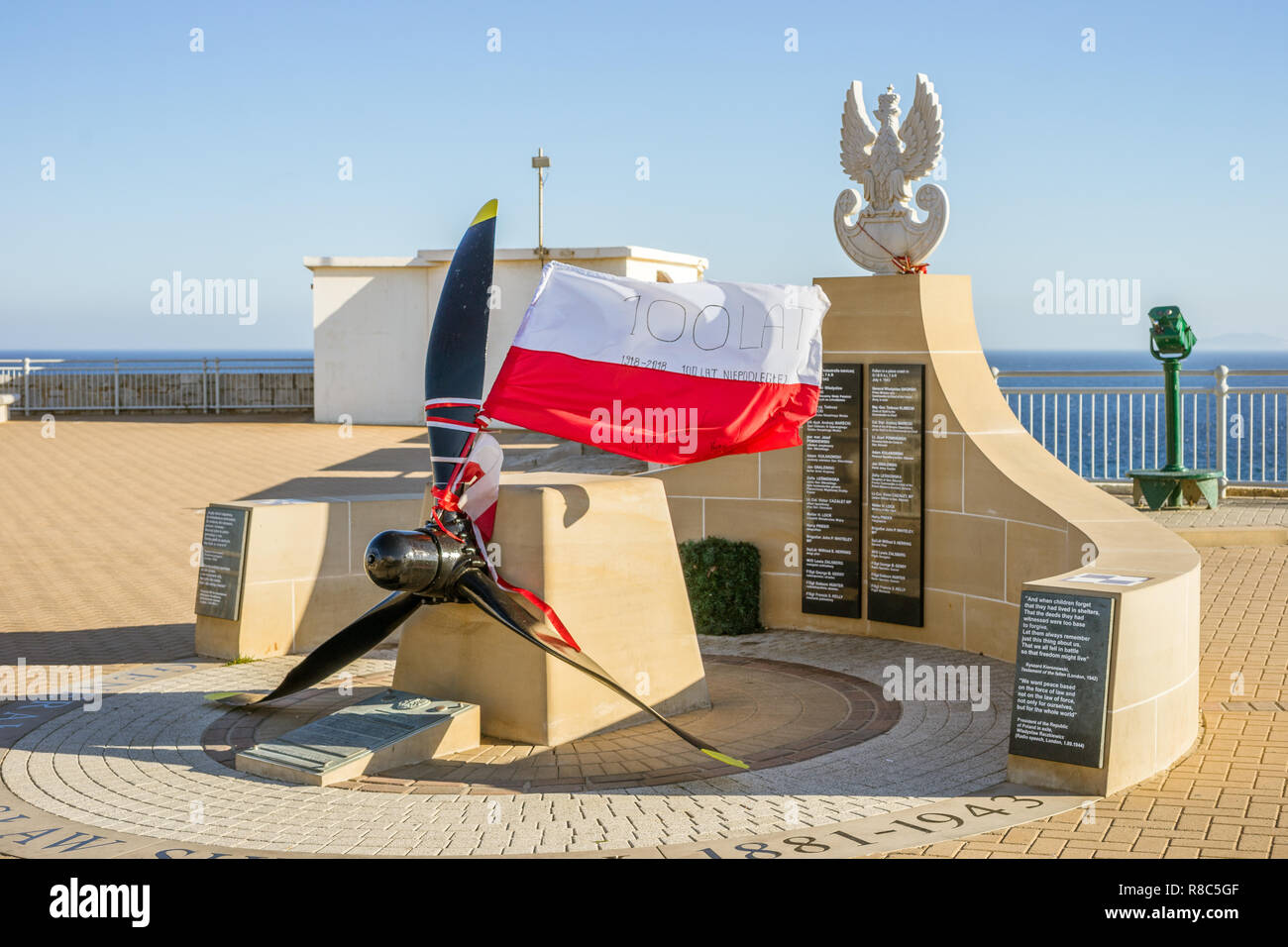 Gen. Wladyslaw Sikorski Memorial sul punto di Europa a Gibilterra, britannico territorio oltreoceano Foto Stock