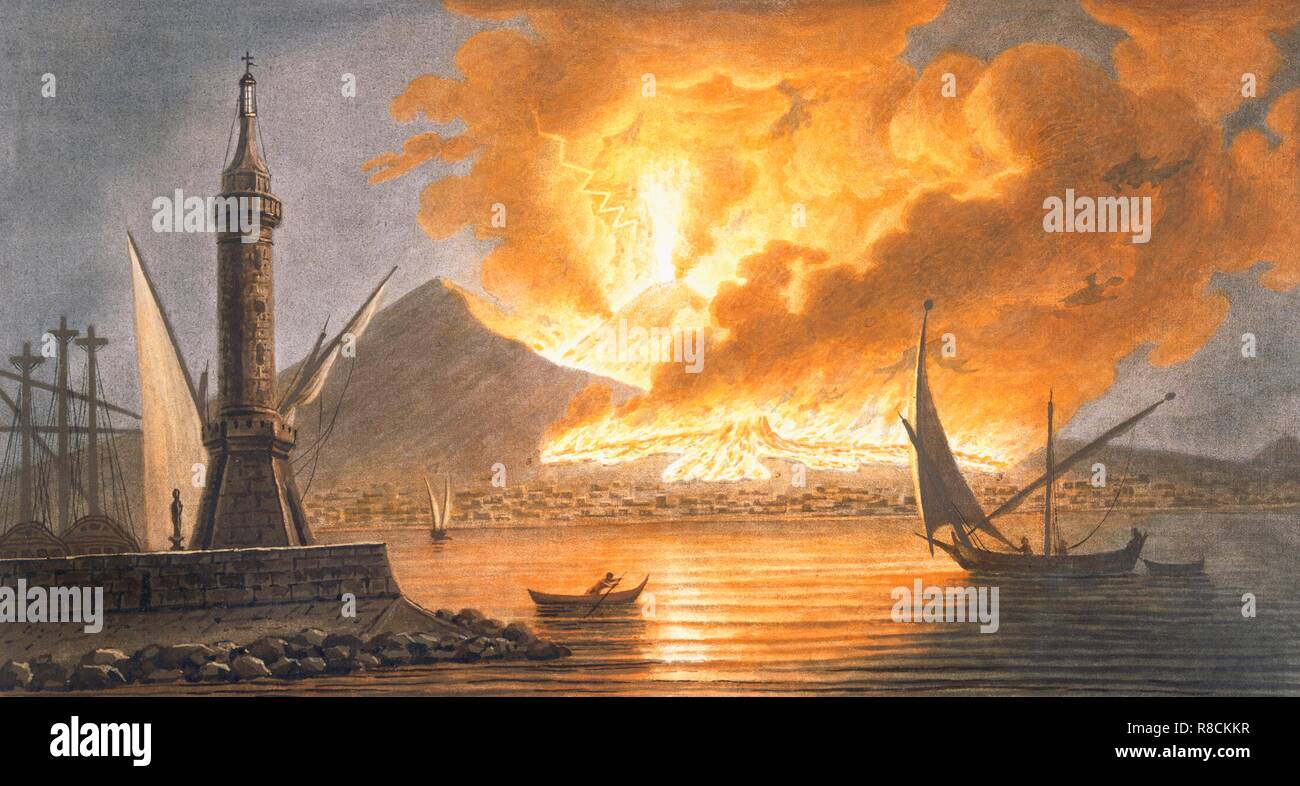 Vista la grande eruzione del Vesuvio dalla mole di Napoli nella notte del 20 ottobre 1767, 1776 creatore: Pietro Fabris (fl. 1768 - 78). Foto Stock