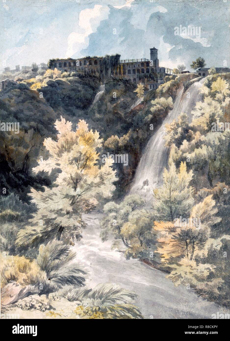 Villa di Mecenate, Tivoli, XVIII secolo. Creatore: J.W. Smith (1776-1831). Foto Stock