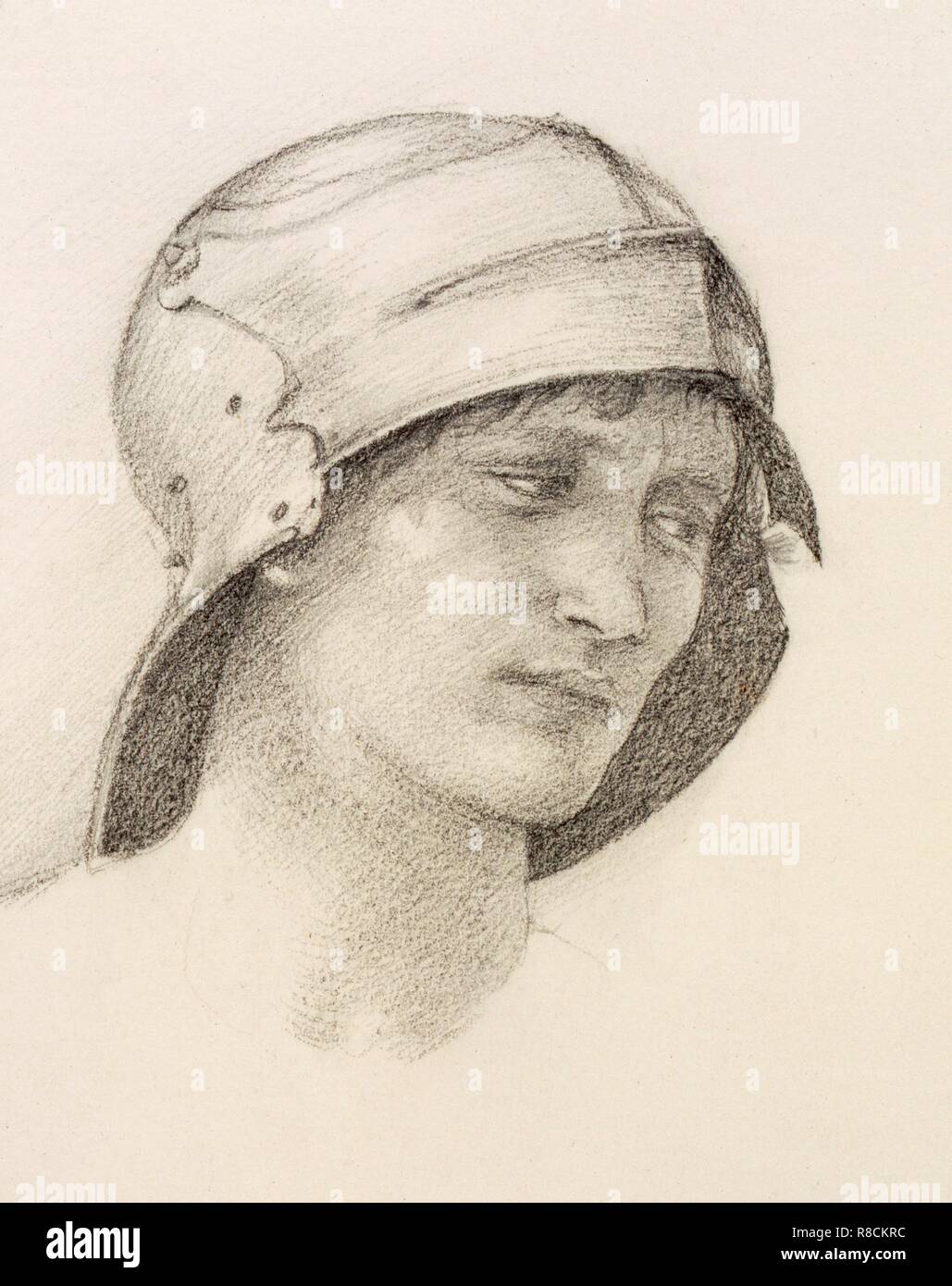 Donna in hat, dettaglio da un taccuino, c1880s. Creatore: Sir Edward Burne-Jones (1833-98). Foto Stock