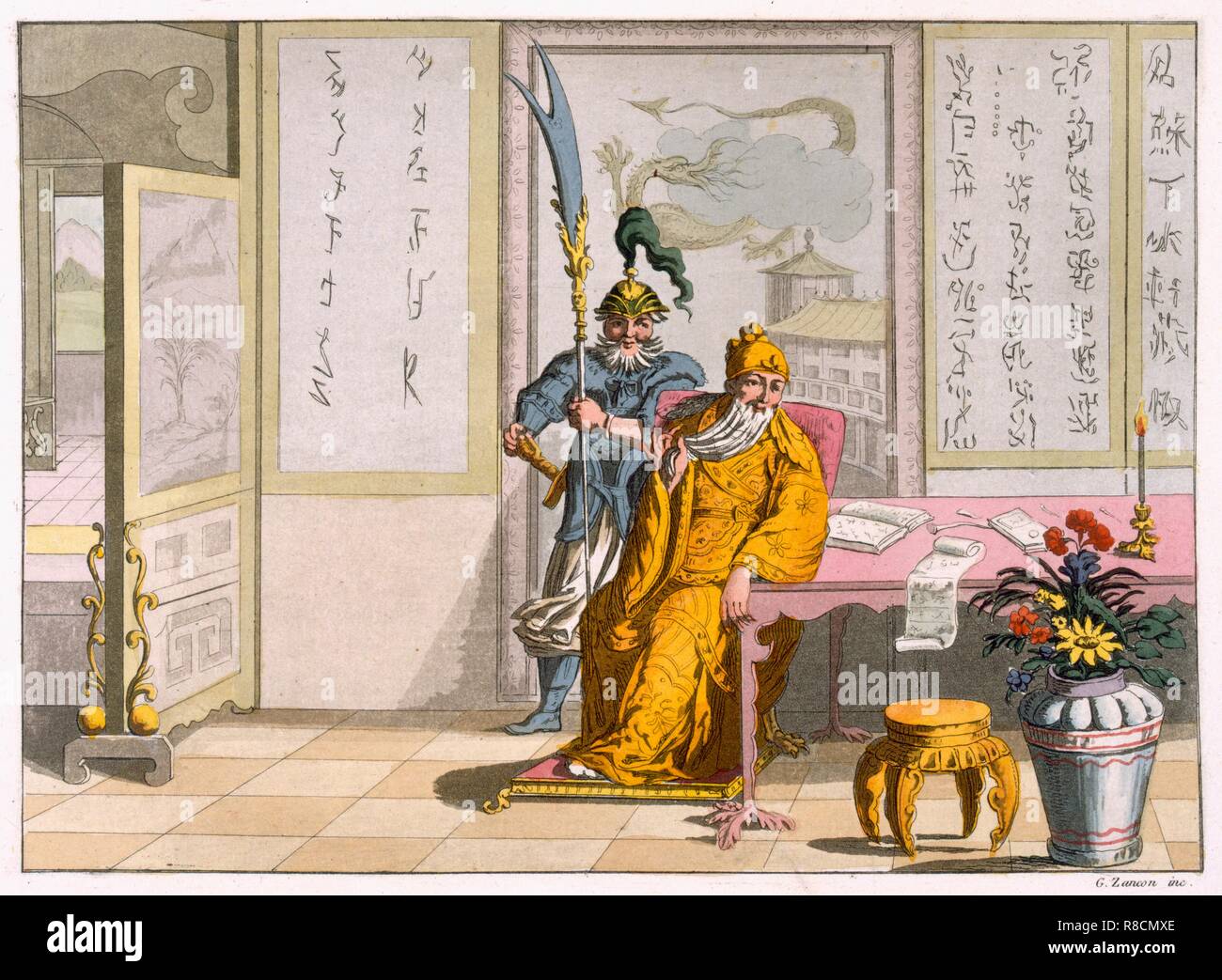 Cinese taoista leader religiosi: la divinità Kuan-ti, c1820-30. Creatore: Scuola Italiana (XIX secolo). Foto Stock