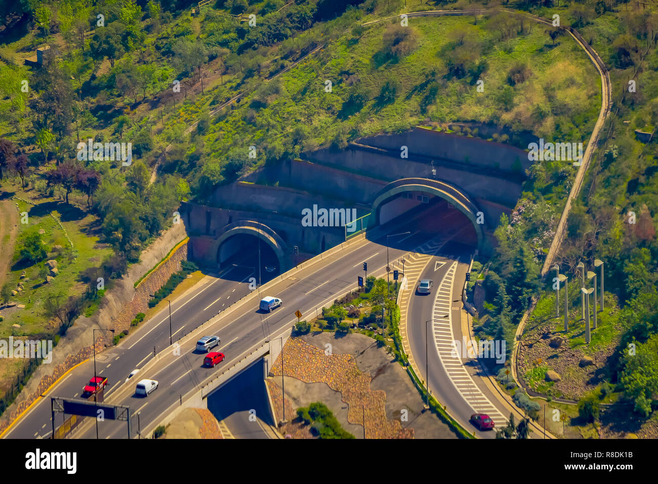 Le superstrade intersezione a Vitacura distretto in Santiago de Cile Foto Stock