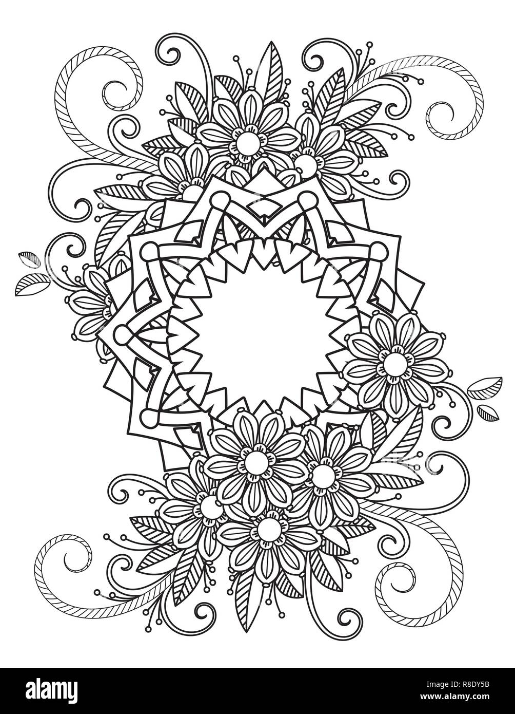 Mandala Floreali Pattern In Bianco E Nero Adulto Libro Da
