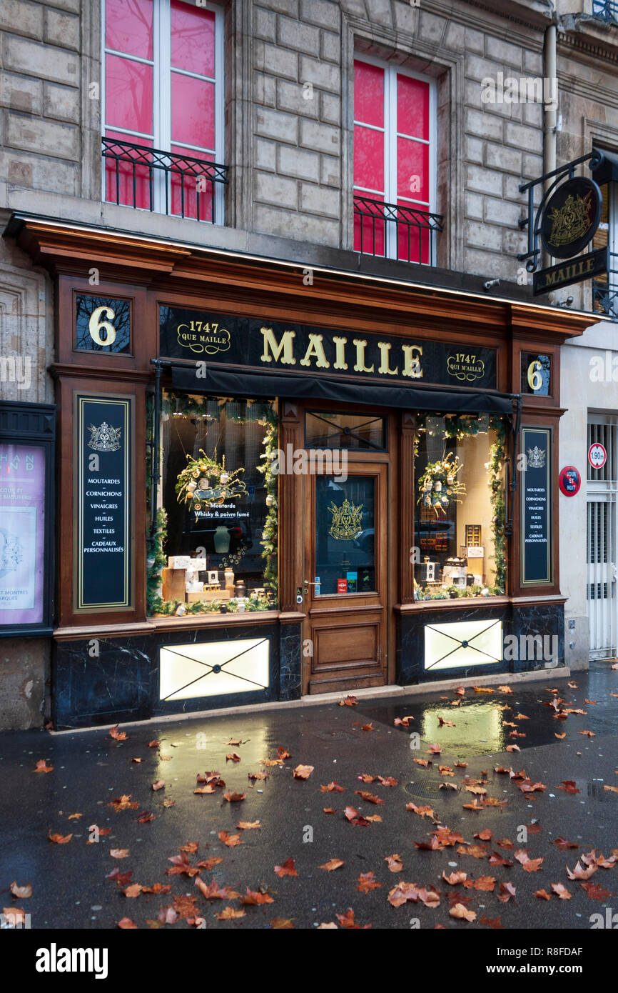 Maille, senape e aceto negozio specializzato, Parigi, Francia Foto Stock