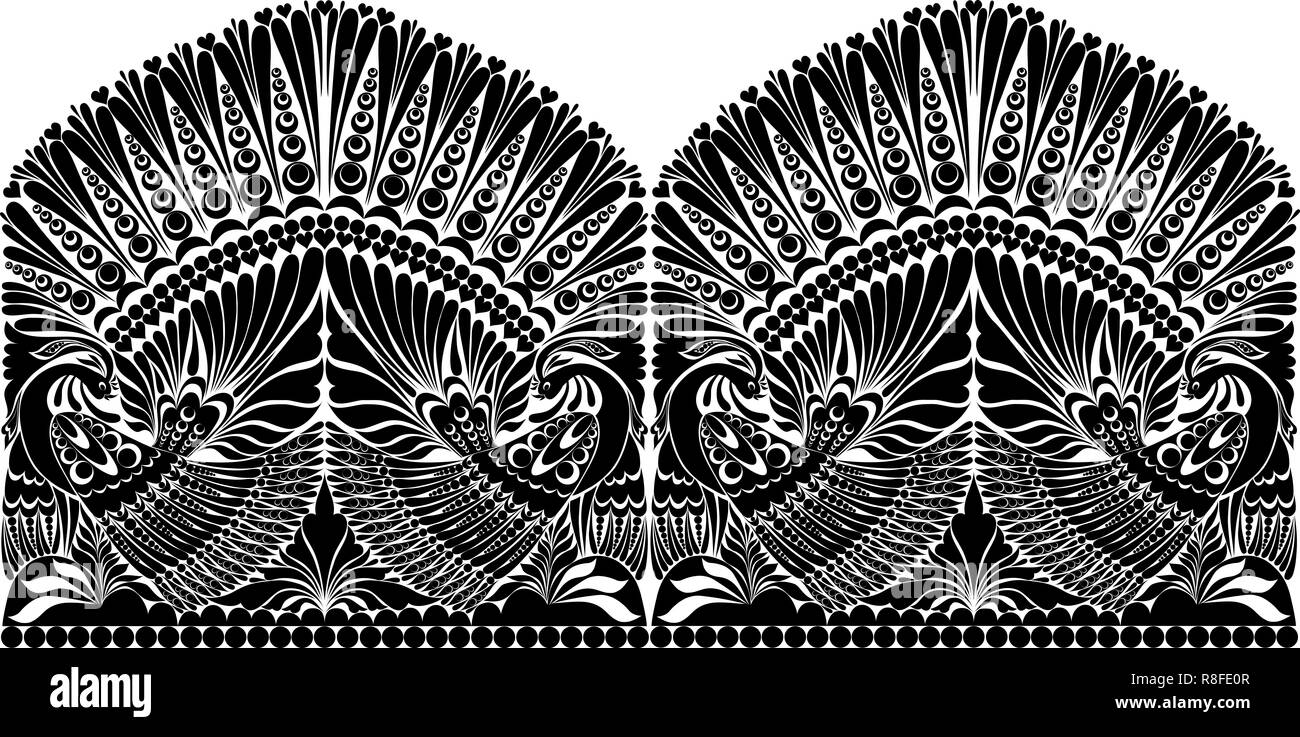 Tatuaggio ornamento russo. del folclore tradizionale ornamento withe bird Foto Stock