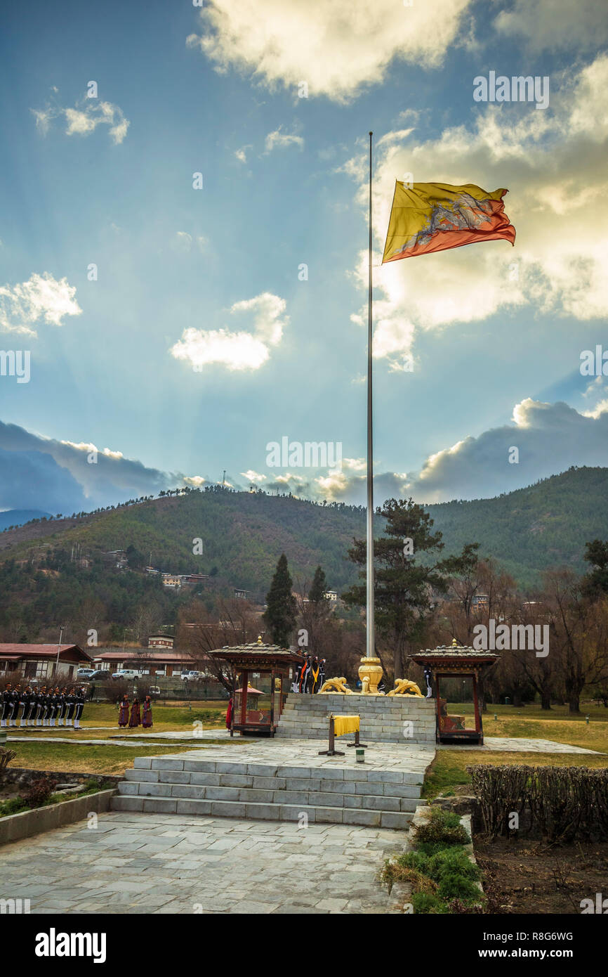 Thimphu cerimonia della bandiera Foto Stock