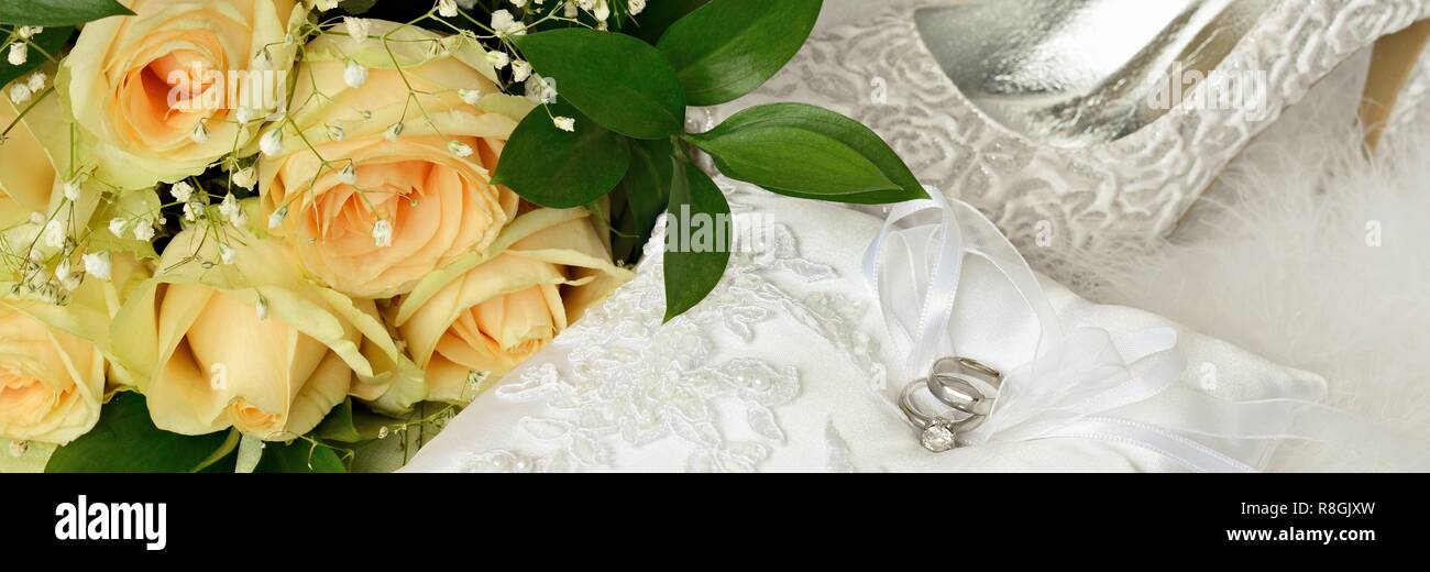 Gli anelli di nozze con Bridal Accessories Foto Stock
