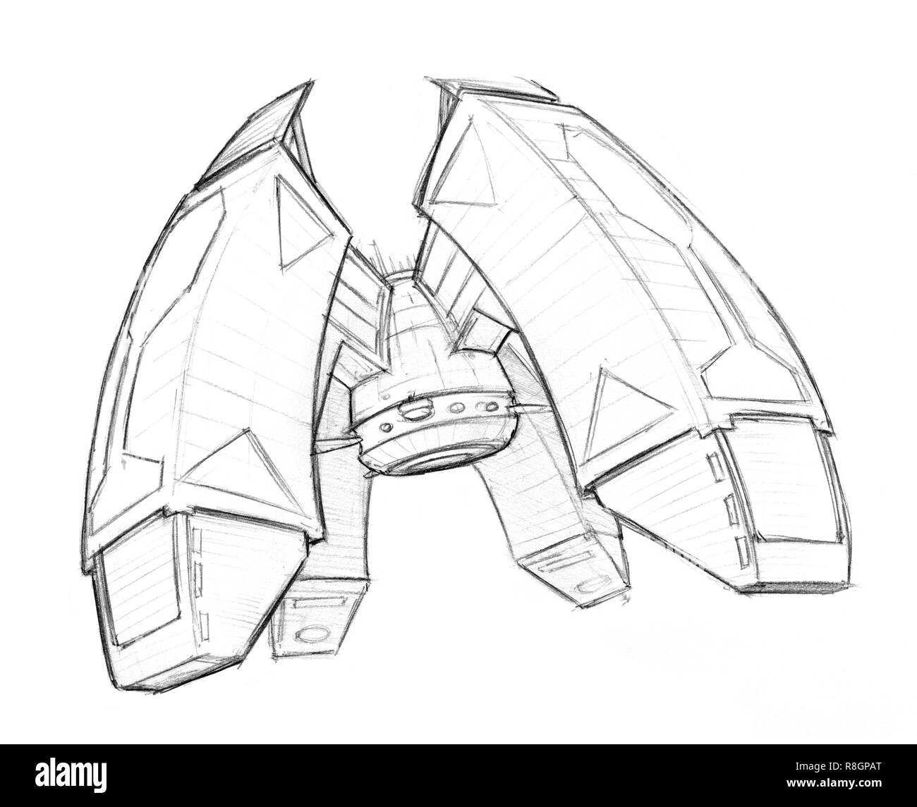 Matita Concept Art disegno di avveniristici Spacestation o stazione di spazio Foto Stock