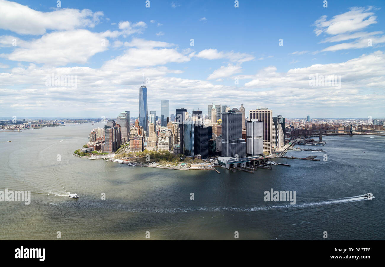 Arial vista del centro cittadino di Manhattan, New York Foto Stock
