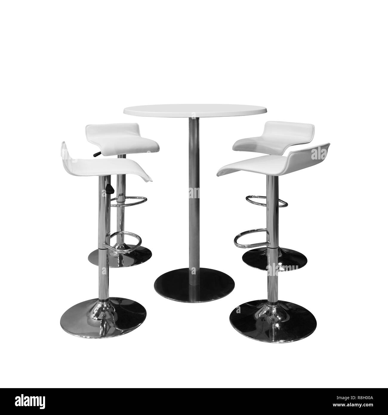 Bar o ufficio sedie e tavolo tondo isolati su sfondo bianco Foto Stock