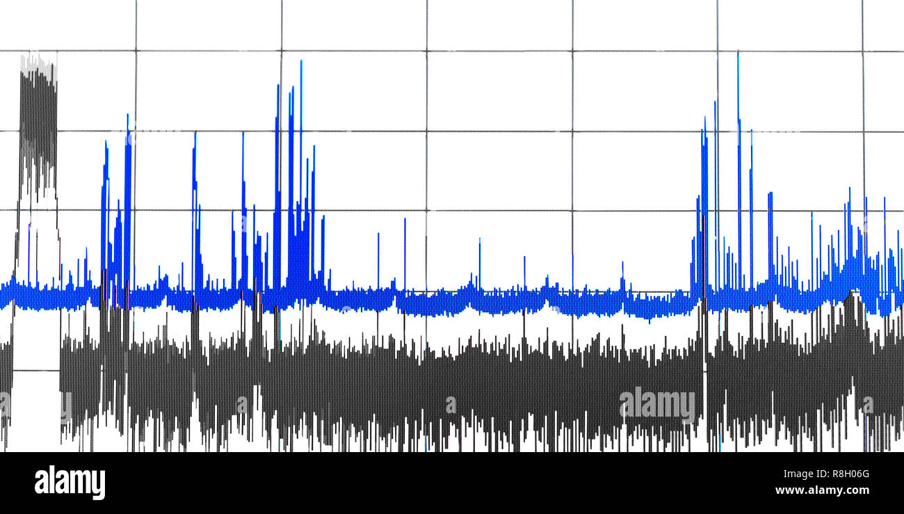 Tabella grafica sullo schermo del monitor e di misurazione scientifica i test di controllo il concetto di analisi sullo sfondo Foto Stock