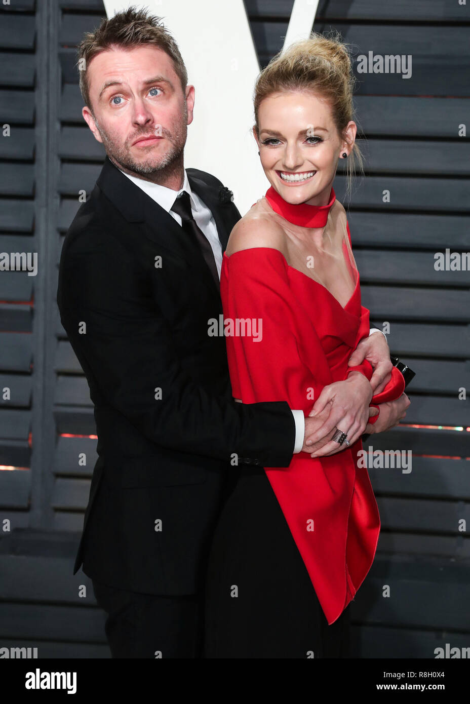 BEVERLY HILLS, Los Angeles, CA, Stati Uniti d'America - 26 febbraio: Chris Hardwick, Lydia Hearst arriva a 2017 Vanity Fair Oscar Party a Wallis Annenberg Center for the Performing Arts nel febbraio 26, 2017 a Beverly Hills Los Angeles, California, Stati Uniti. (Foto di Xavier COLLIN/Image Press Agency) Foto Stock