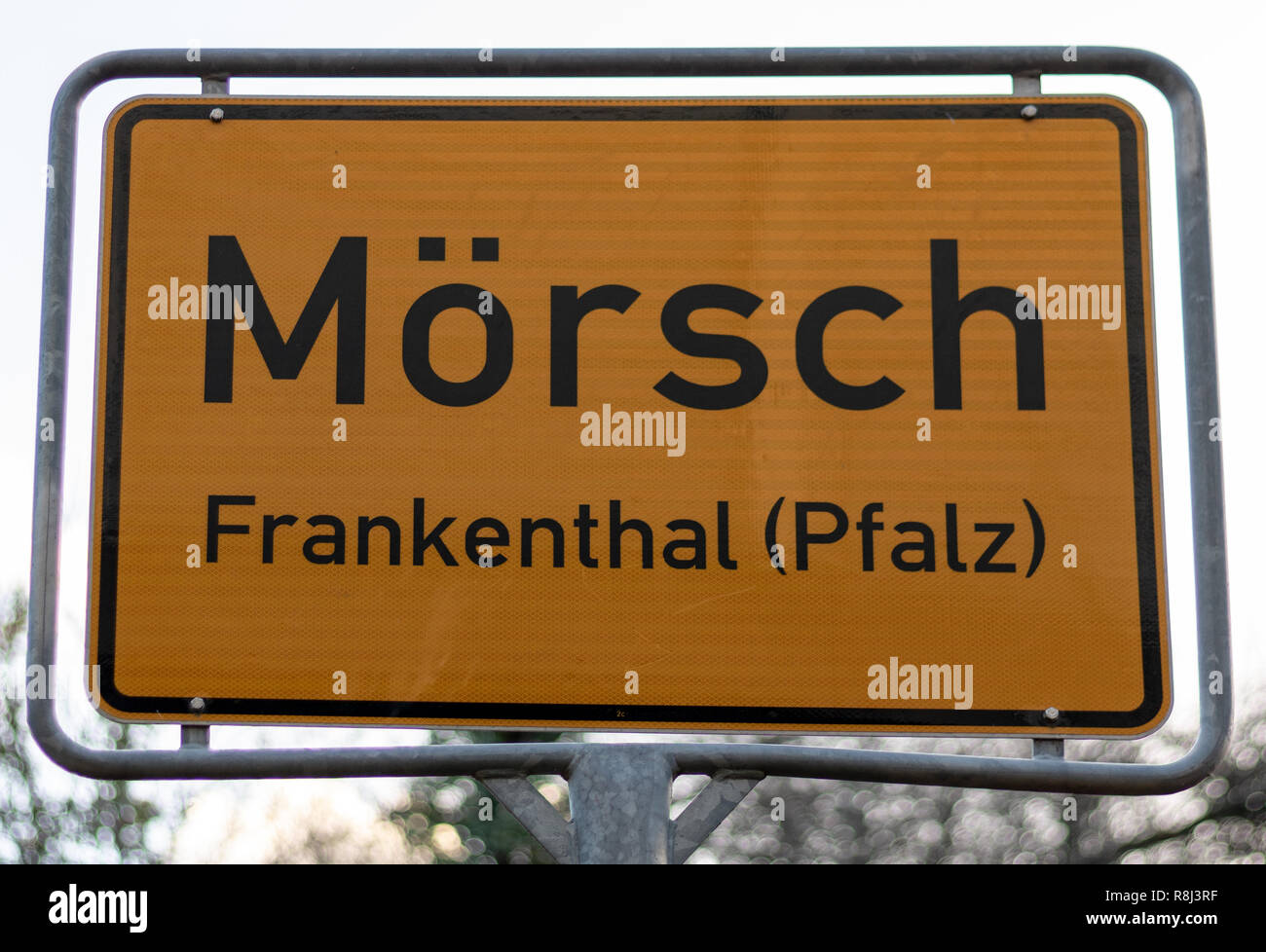 Cartello stradale tedesco a Frankenthal Foto Stock