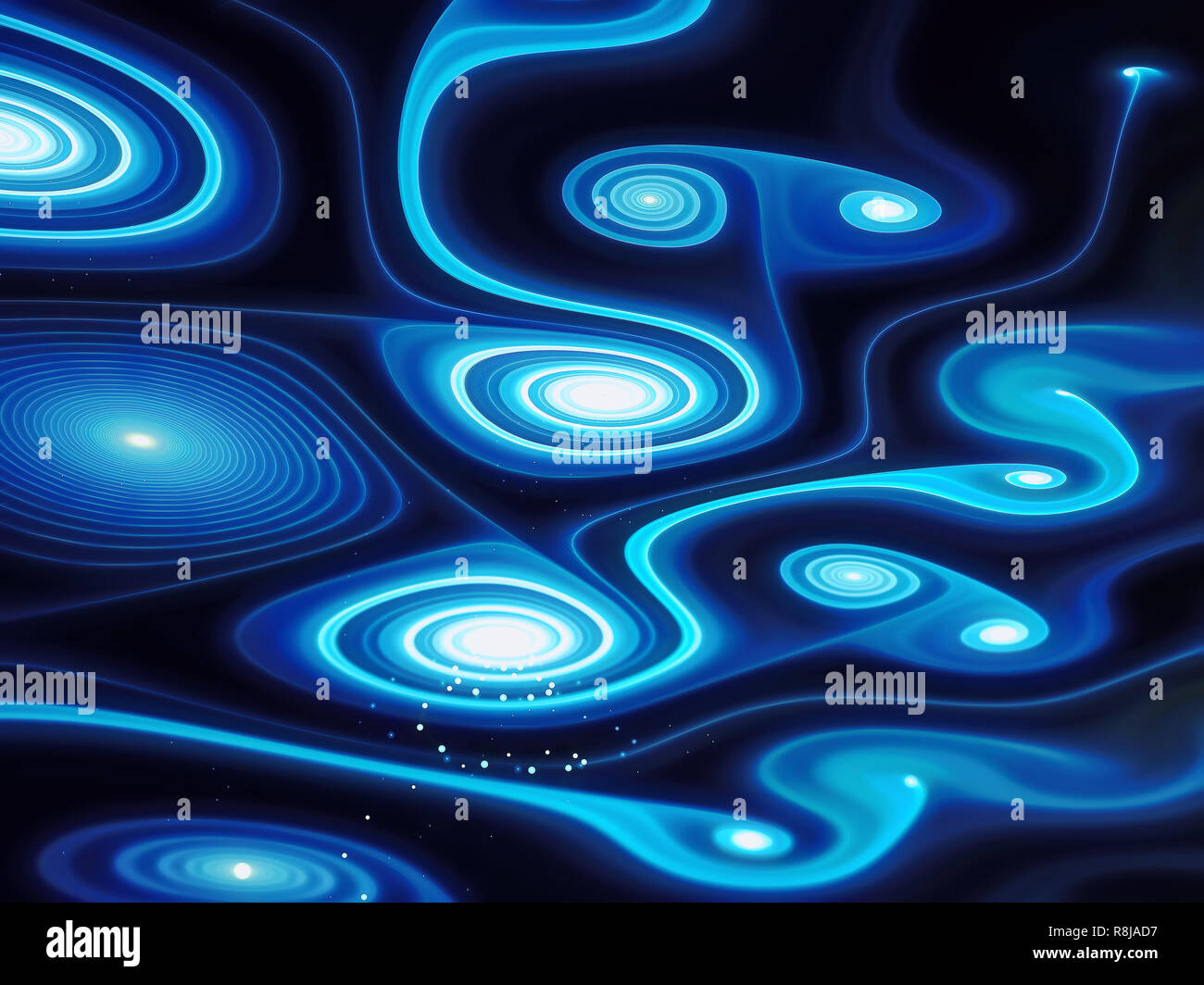 Configurazione astratta con nodose spirali - computer-immagine generata. Arte frattale: sfondo sfocato con bokeh di fondo e gli effetti di luce. Per il web design e coperchi Foto Stock