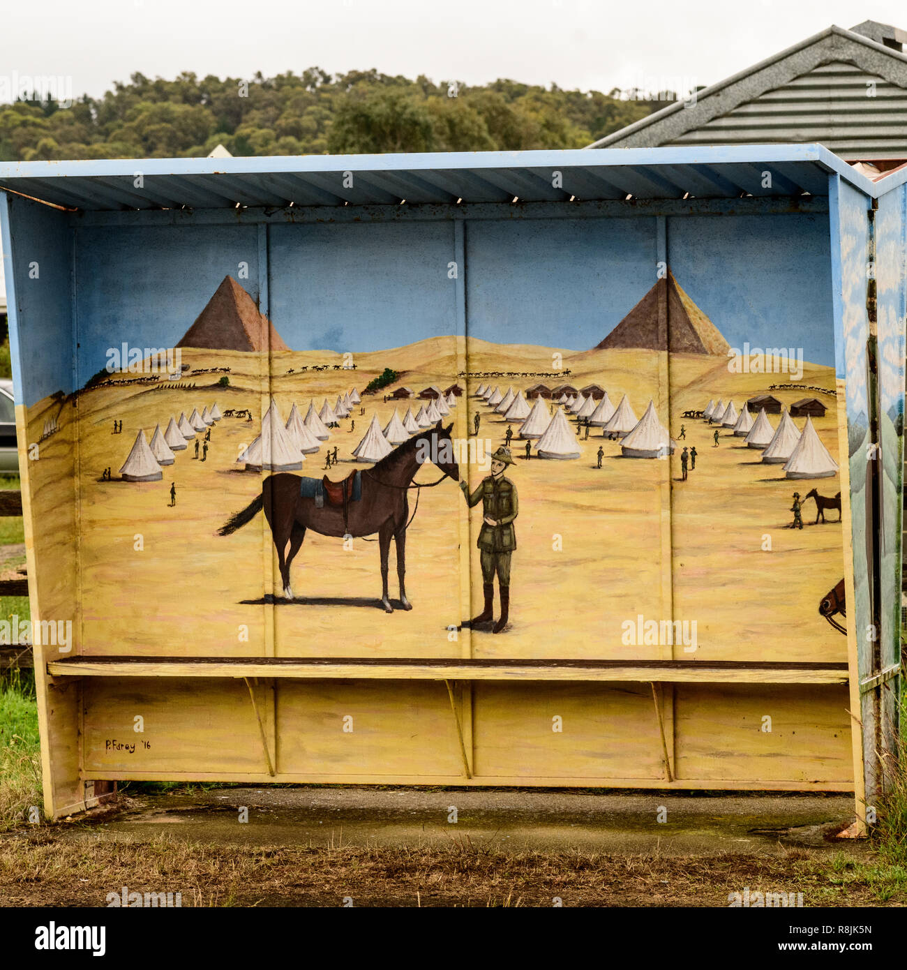 Street Art.memoriale al grande Bob, Cavallo che servita con australiano di forze militari in Egitto durante la prima guerra mondiale Foto Stock