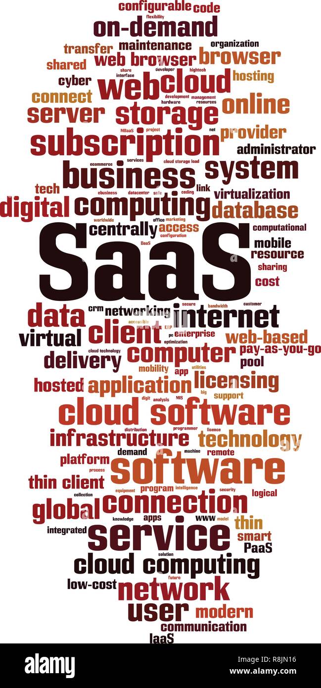 Il SaaS, Software come un servizio cloud di parola concetto. Illustrazione Vettoriale Illustrazione Vettoriale