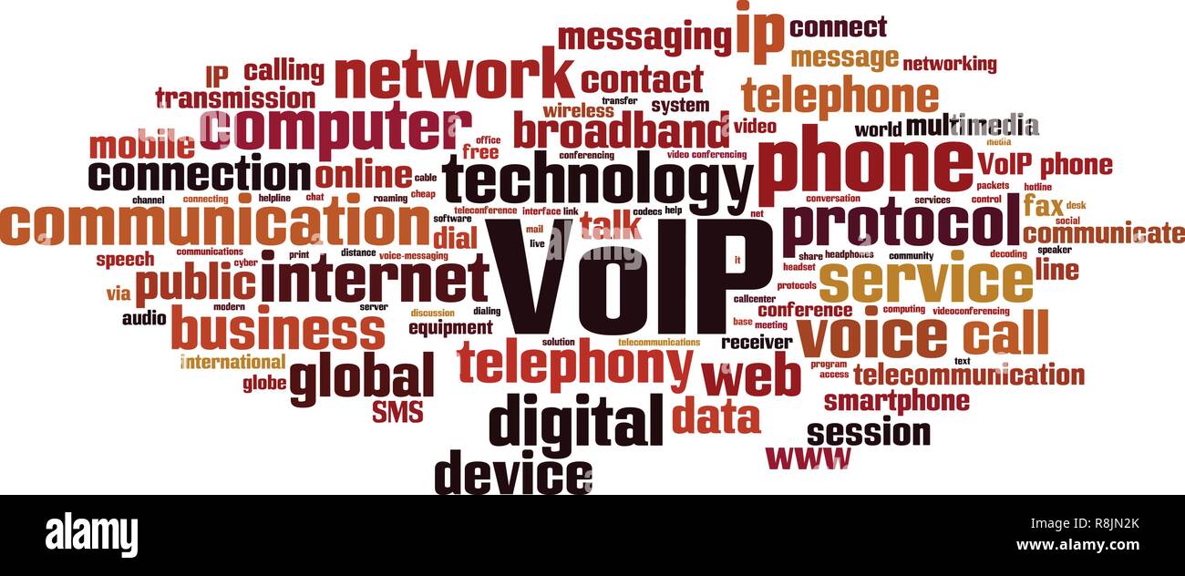 Parola VoIP concetto di cloud computing. Illustrazione Vettoriale Illustrazione Vettoriale