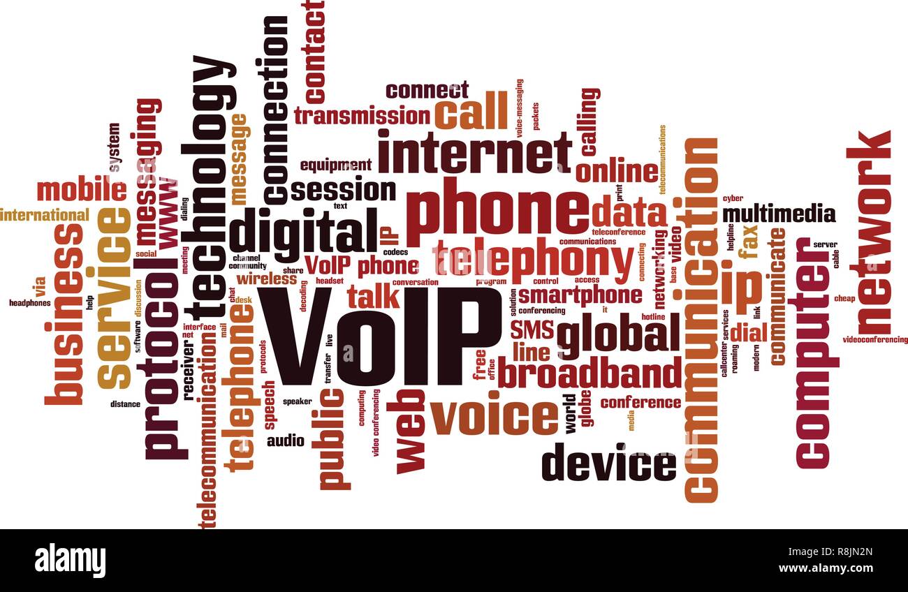 Parola VoIP concetto di cloud computing. Illustrazione Vettoriale Illustrazione Vettoriale