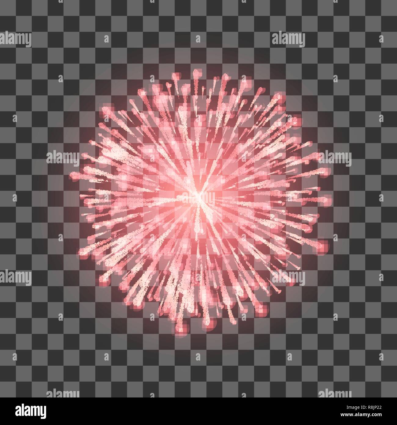 Red fuochi d'artificio. Festival bellissimi fuochi d'artificio. Vector llustration su sfondo trasparente Illustrazione Vettoriale