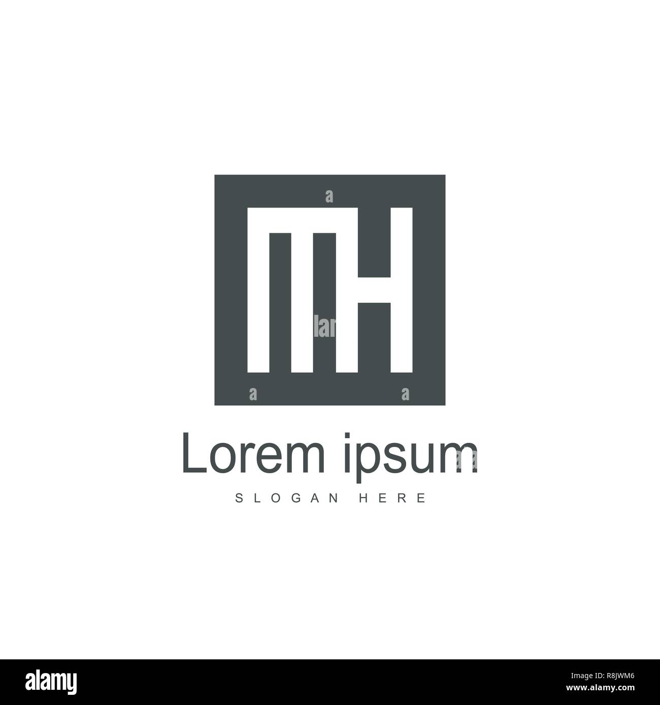 Lettera iniziale MH Logo Design modello. Lettera minimalista logo design vettoriali Illustrazione Vettoriale