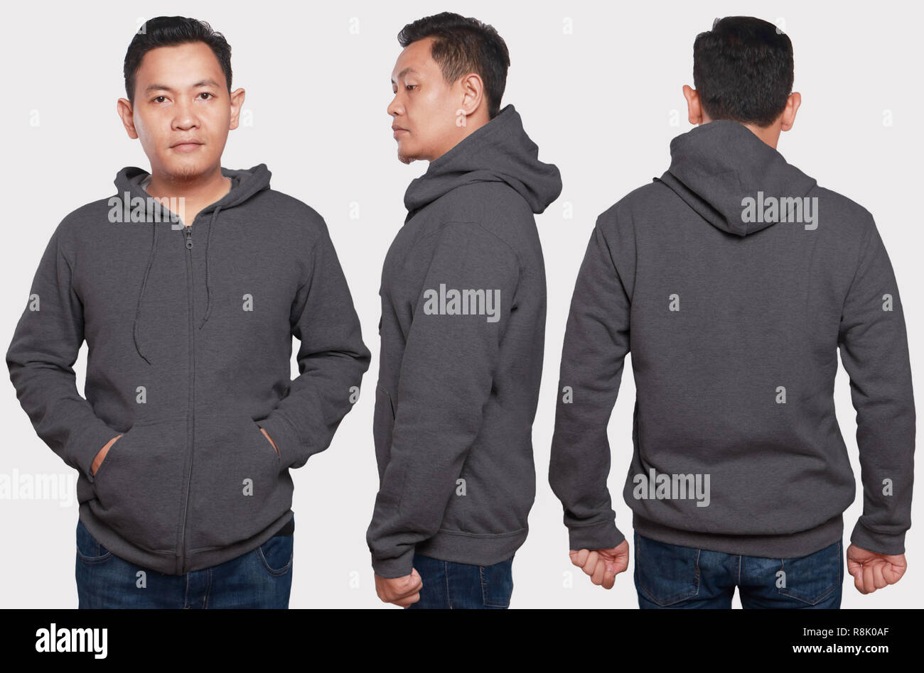 Grigio scuro Hoodie Mock up Foto Stock