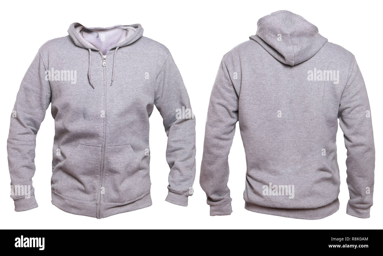 Felpa vuoto mock up template, frontale e vista posteriore, isolato su bianco e grigio normale hoodie mockup. Felpa con cappuccio design presentazione. Jumper per la stampa. Bla Foto Stock